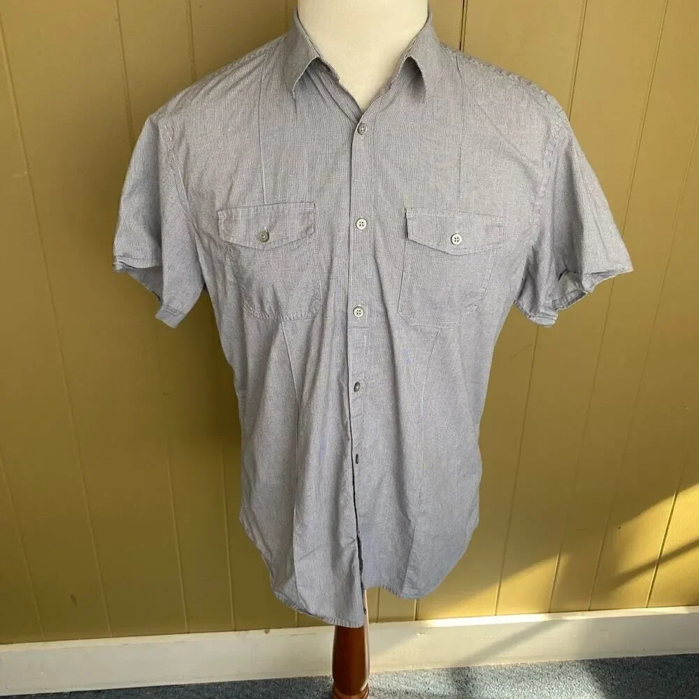 Banana republic men XL cotton blend shirt sleeve button down casual shirt